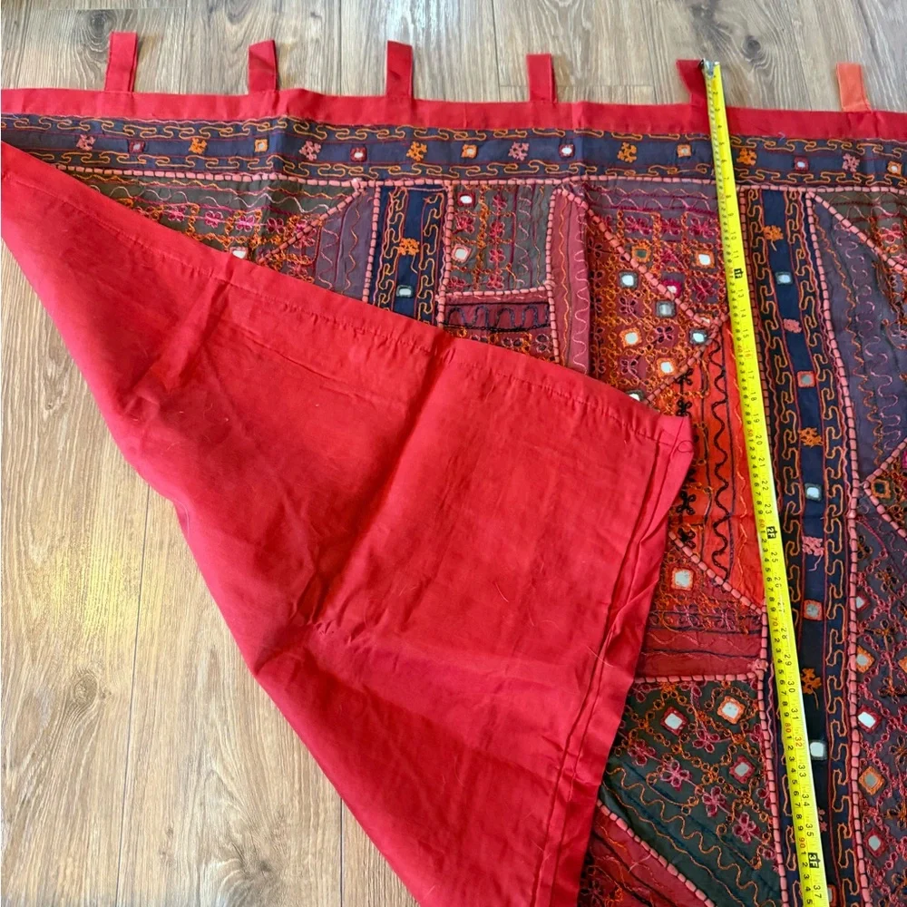 Hand-Embroidered Indian Wall Hanging Tapestry - Red Multi