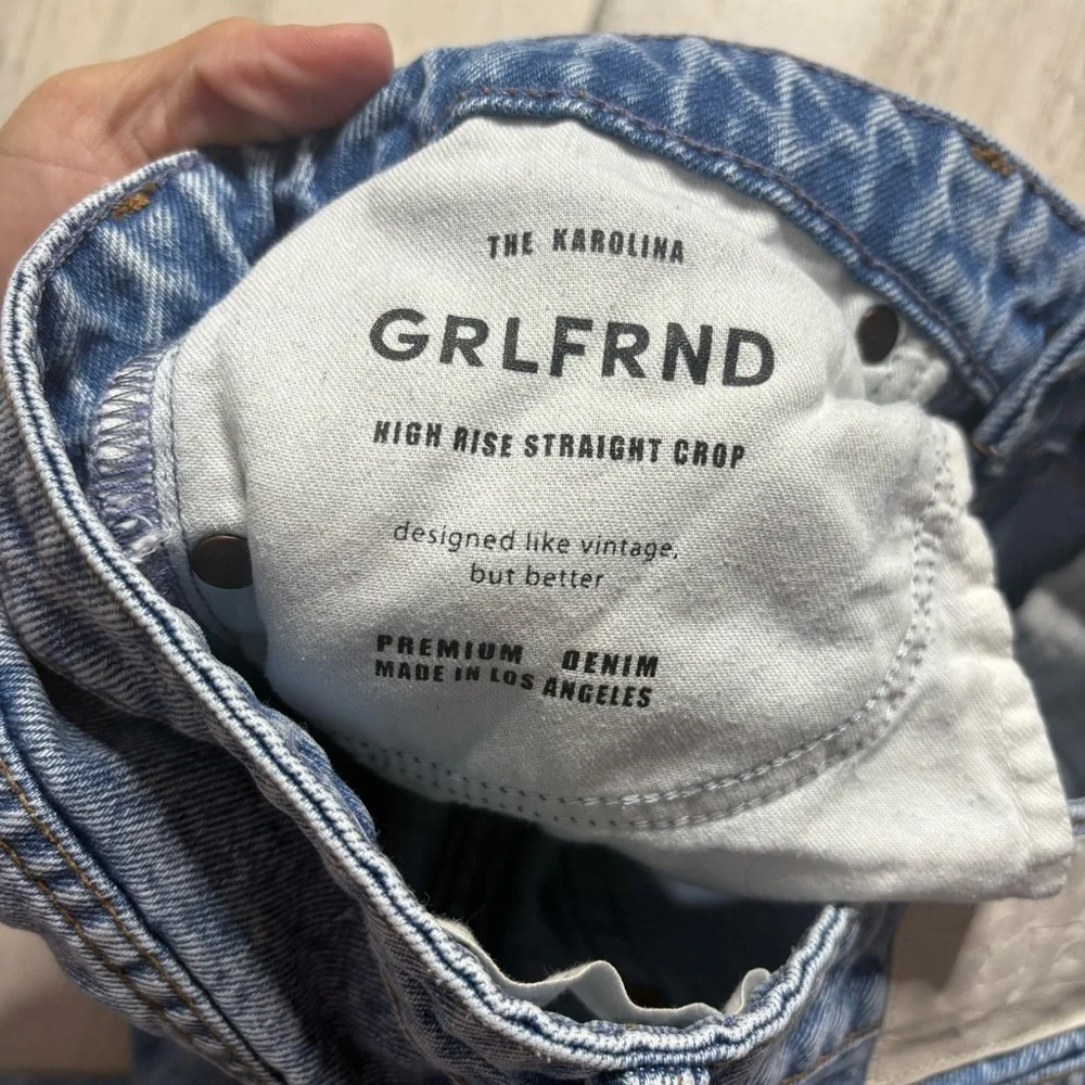 GRLFRND Karolina Straight Crop Distressed Boyfriend Jean Size 27