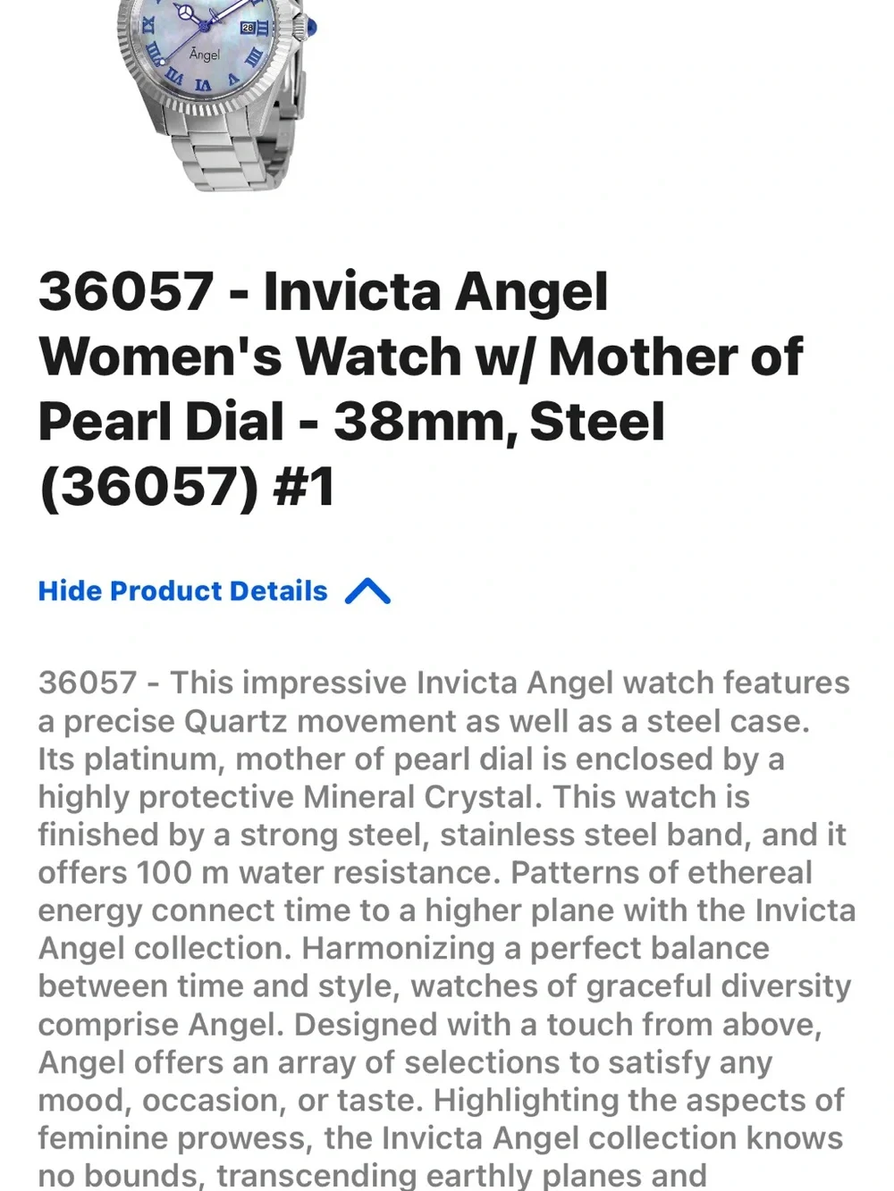 Invicta Angel Women's Watch w/ Mother of Pearl Dial - 38mm, Steel