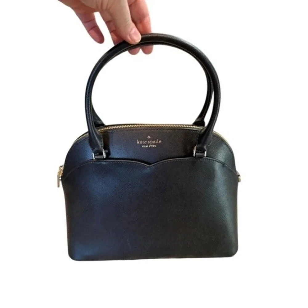 Kate Spade New York Black Payton Medium Dome Satchel Saffiano leather‎ NWT